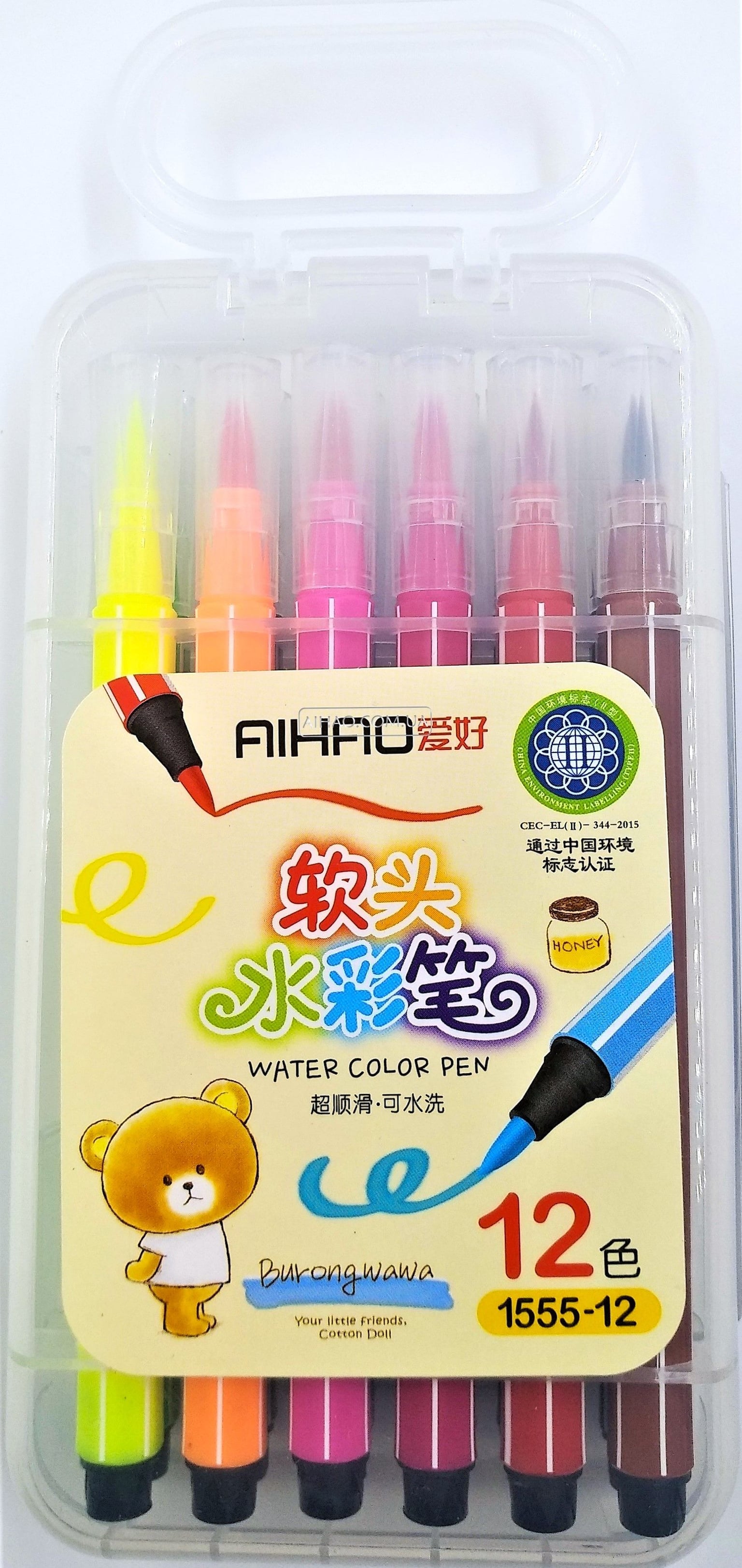 Фломастери для каліграфії в пластиковому кейсі 12 кол (24 шт/уп) 1555-12 AIHAO