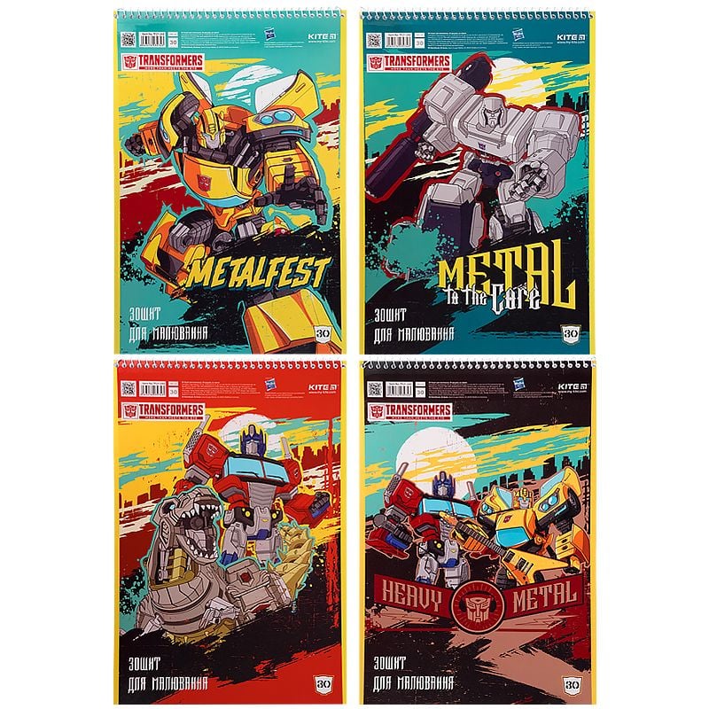 Альбом для малювання 30 арк на спіралі Transformers (8 шт/уп) TF21-243 Kite