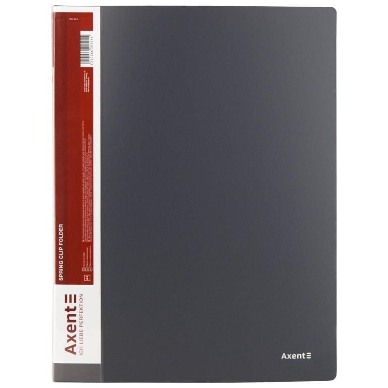 Папка швидкозшивач з пружиною шириною 2 см місткістю до 150 аркушів сірий (20 шт/уп) 1304-03 Axent