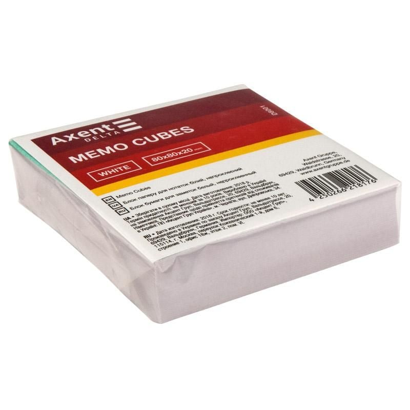 Папір блок White 80*80*20 білий непроклеєний D8001 Delta by Axent