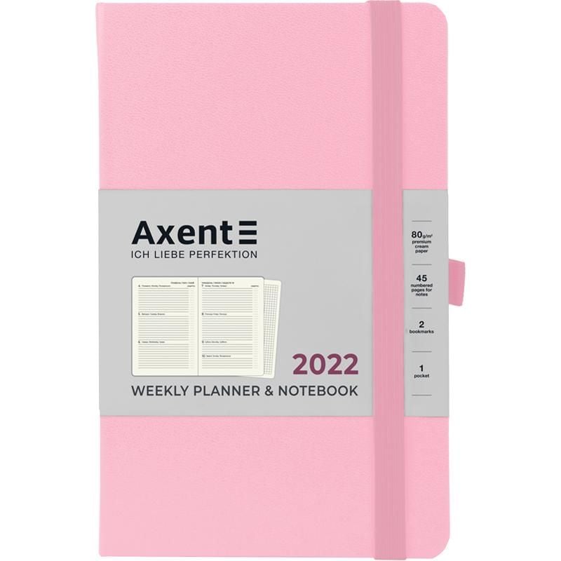 Блокнот щоденник щотижневик датованний 2022 Partner Strong 125*195  світло-рожевий 8505-22-49 Axent
