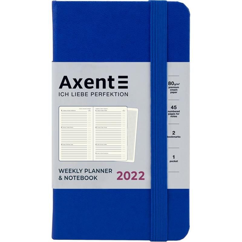 Блокнот щоденник щотижневик датованний 2022 Pocket Strong 90*150 синій 8508-22-38 Axent