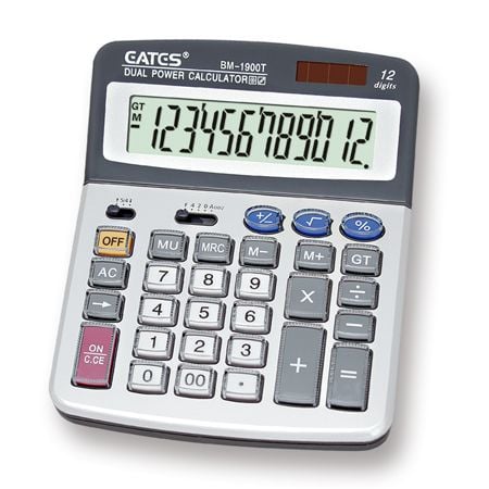 Калькулятор великий 12 розрядний з функцією off, кнопки під склом (10/40) DC-1900Т EATES