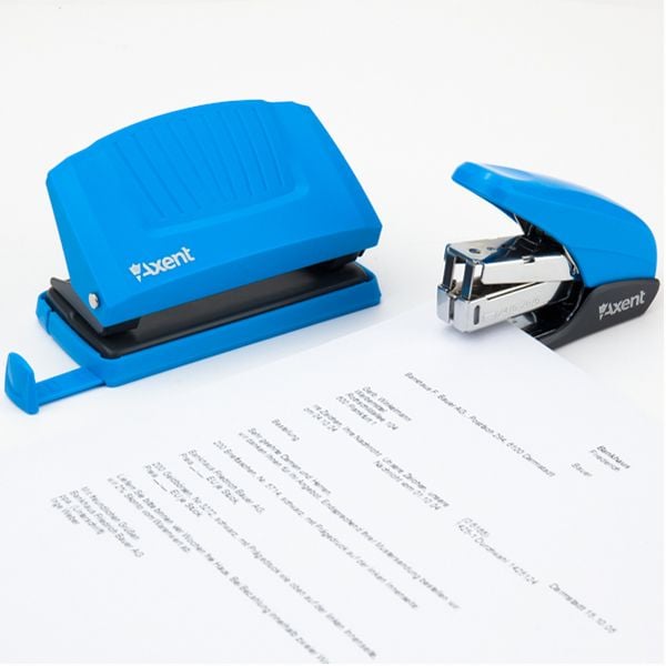 Степлер 24/6 Shell 20арк зшиву полегшене скріплення на 60% блакитний 4841-07 Axent