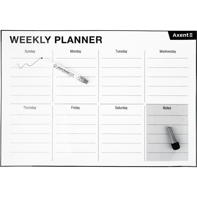 Набір настільний Розклад тижневий настінний А3 з маркером 9620 Axent