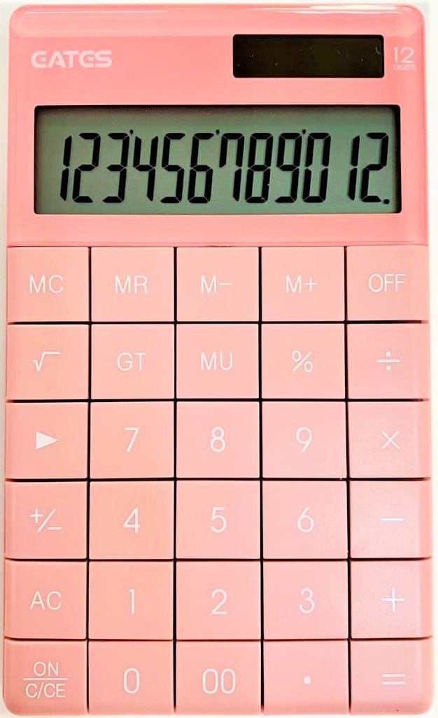 Калькулятор середній 12 розрядний з функцією off рожевий Q-5 EATES