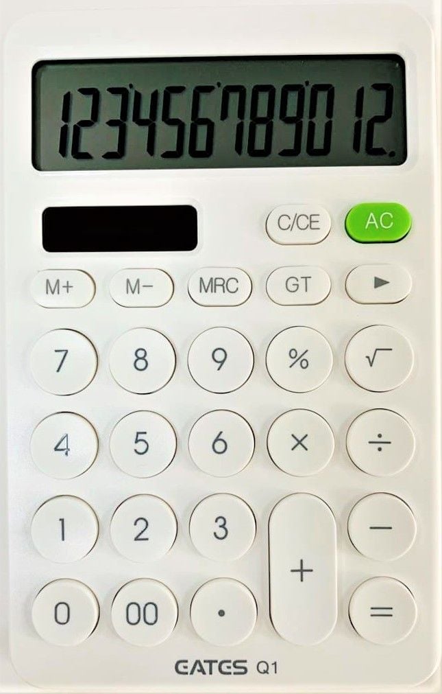 Калькулятор середній 12 розрядний білий з салатовим Q-1 EATES