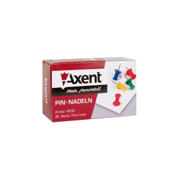 Кнопки цвяшки кольорові 30 шт (20 пач/уп) 4203-А Axent
