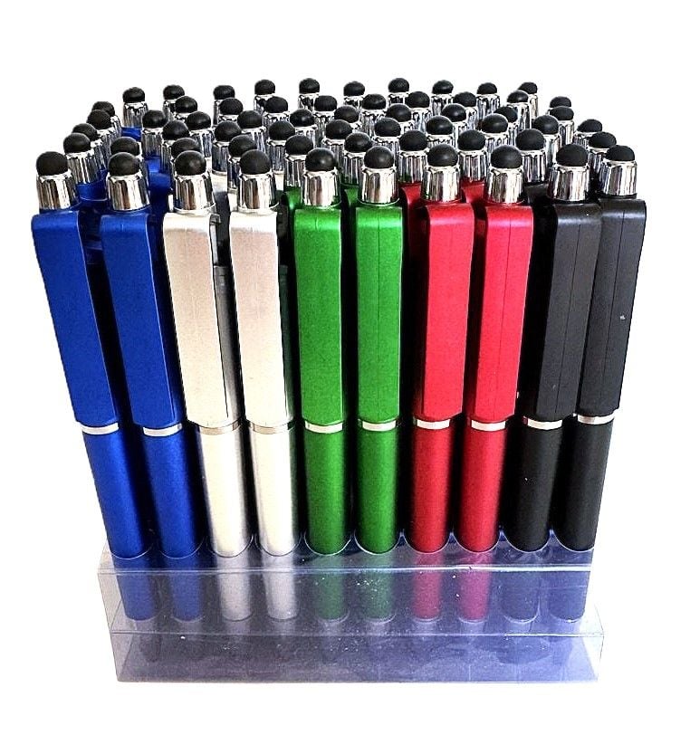 Ручка зі стілусом півоберта синя (60 шт/уп) стілус Імпорт