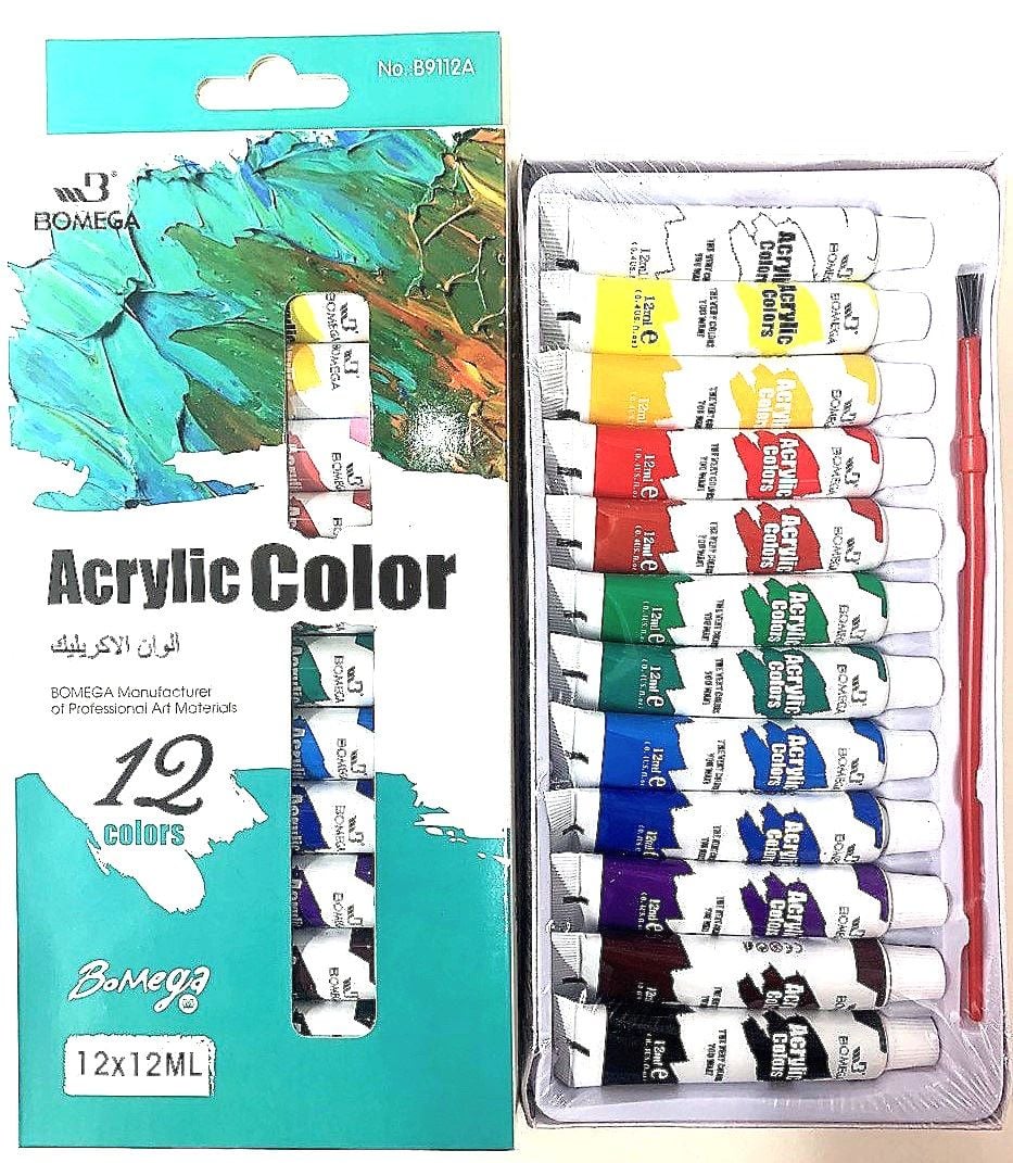 Фарби акрилові 12 кол 12 мл B9112A BOMEGA
