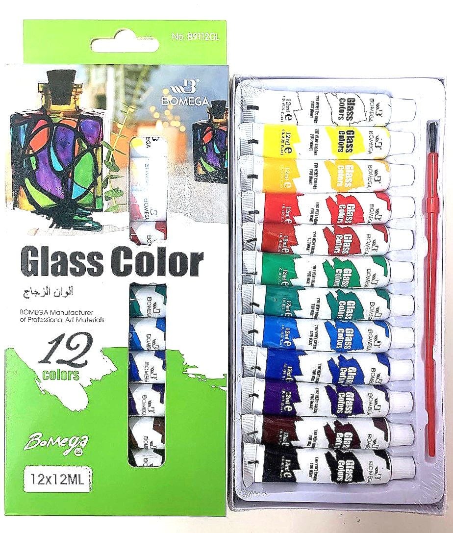 Фарби по склу 12 кол 12 мл B9112GL BOMEGA