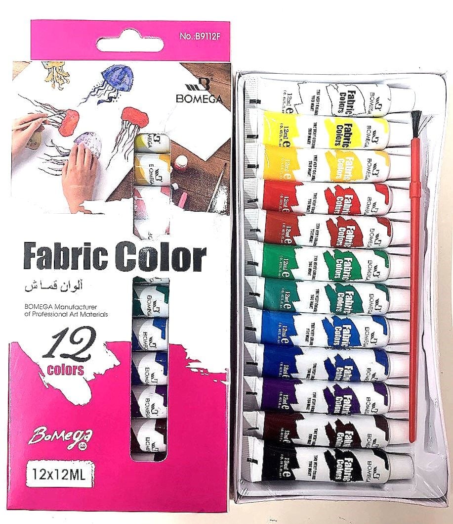 Фарби по тканині 12 кол 12 мл (2 шт/уп) B9112F BOMEGA