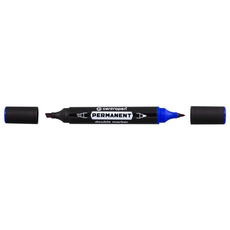 Маркер перманентний двосторонній Double синій (10 шт/уп) 1666 03 Centropen