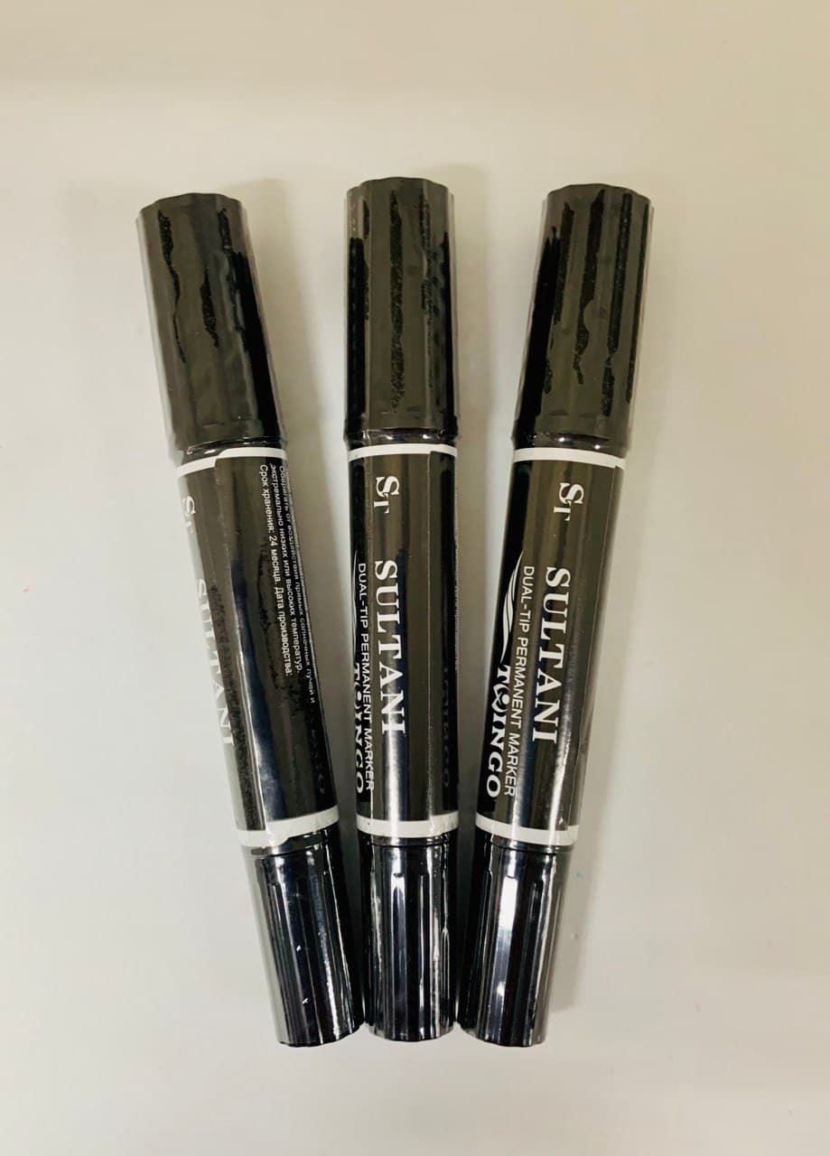 Маркер перманентний двосторонній чорний (12 шт/уп) TZ-422 TUKZAR