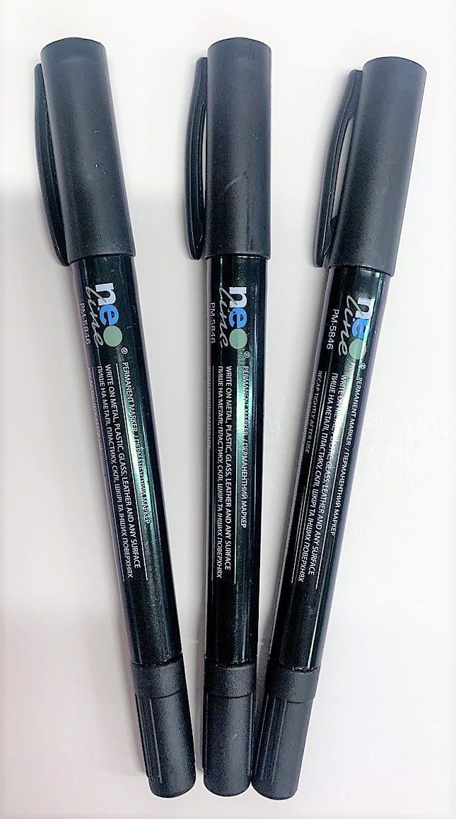 Маркер перманентний двосторонній чорний (12 шт/уп) PM-5846 NeoLine