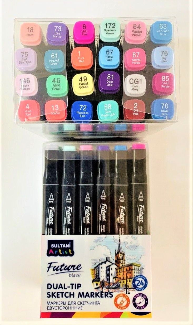 Маркер скетч двосторонній 24 кол Flowers colors ST-8017-24 SULTANI