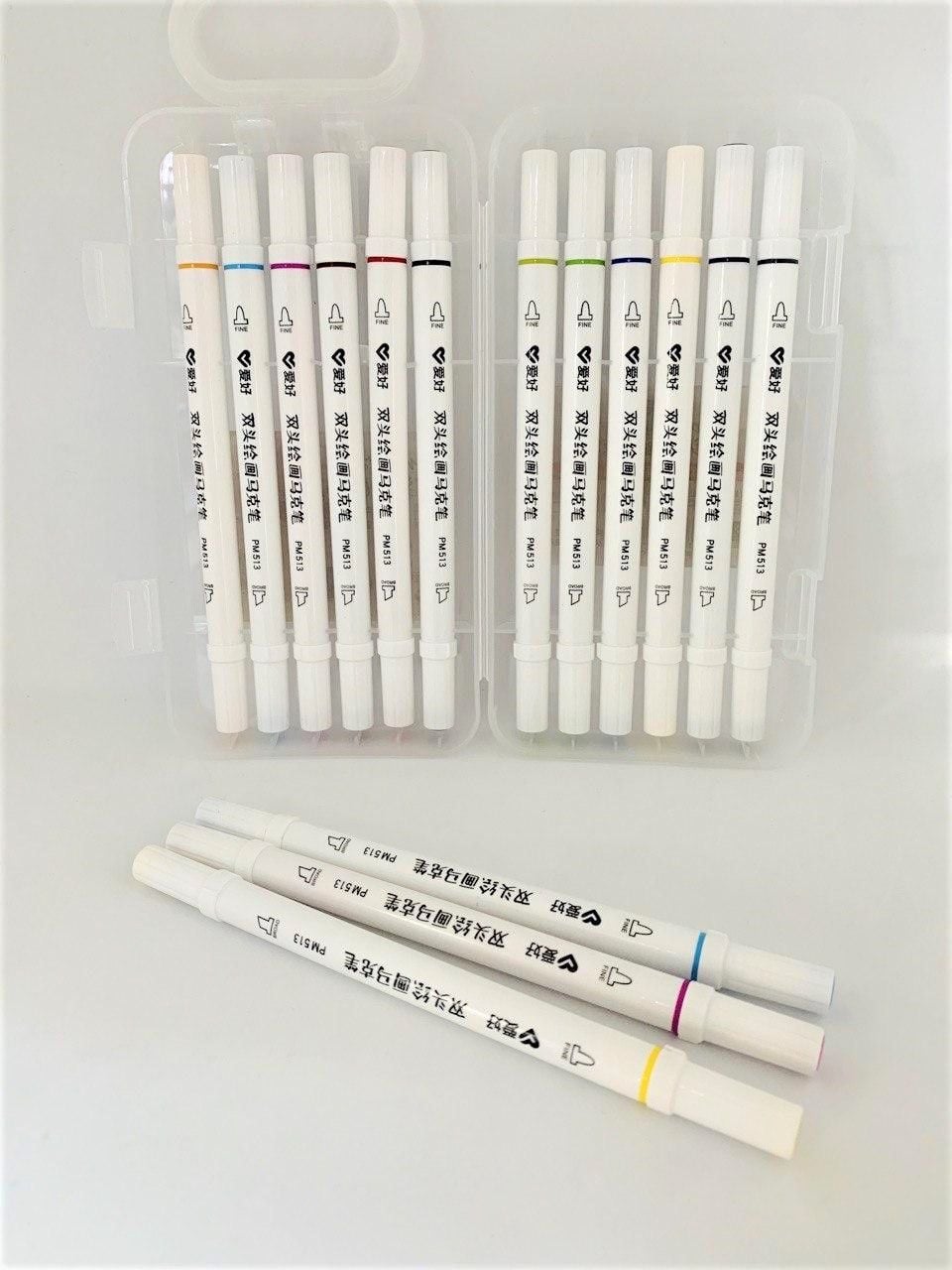 Маркер скетч двосторонній тонкий, художній набір 12 кол (12 шт/уп) PM 513-12 AIHAO