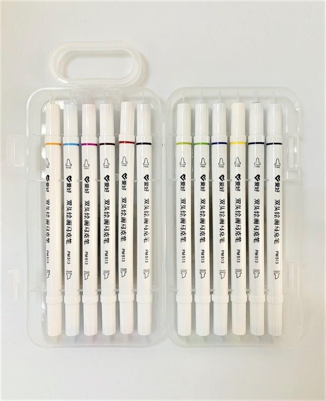 Маркер скетч двосторонній тонкий, художній набір 12 кол (12 шт/уп) PM 513-12 AIHAO