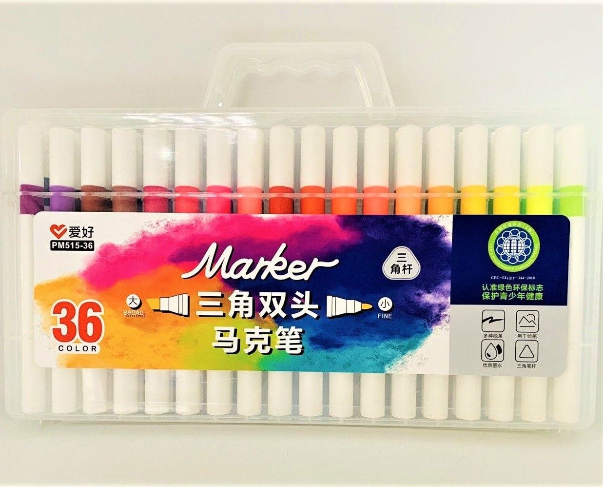 Маркер скетч двосторонній тригранний, художній набір 36 кол (6 шт/уп) PM 515-36 AIHAO