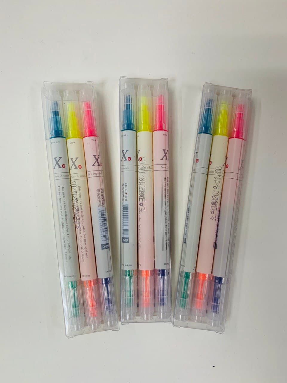 Маркер текстовий набір 3 шт 6 кол двосторонніх (24 наб/уп) X49 AIHAO