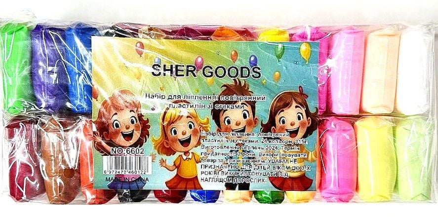 Пластилін повітряний 24 кол 15 г (80 шт/уп) 6602-24 Імпорт