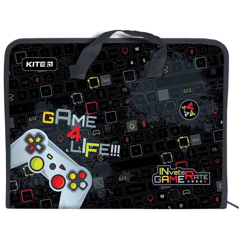 Папка А4 на блискавці з тканевими ручками Game K22-202-01 Kite