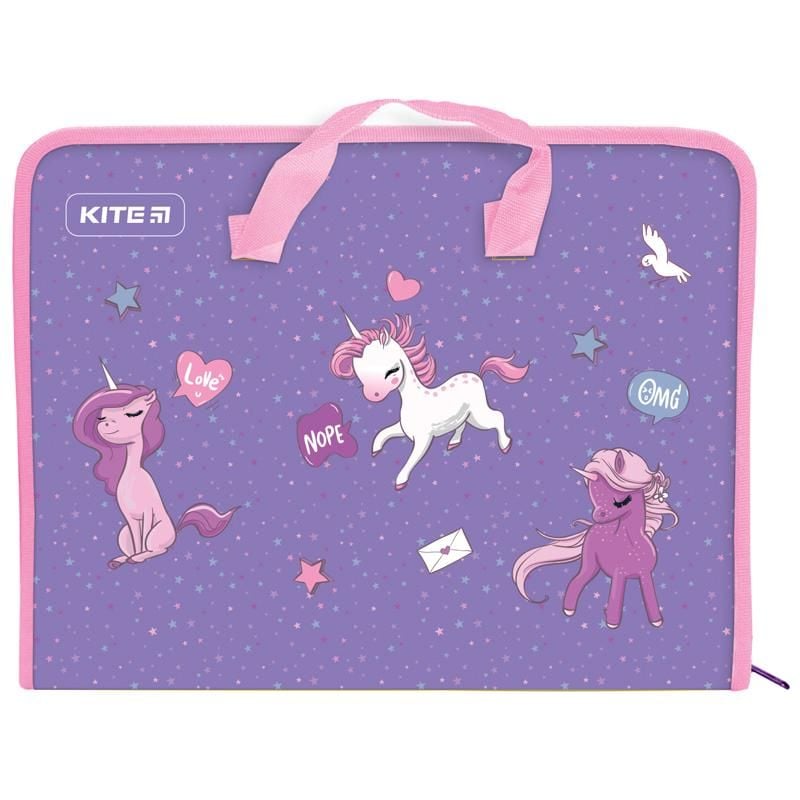 Папка А4 на блискавці з тканевими ручками Unicorn K22-202-02 Kite