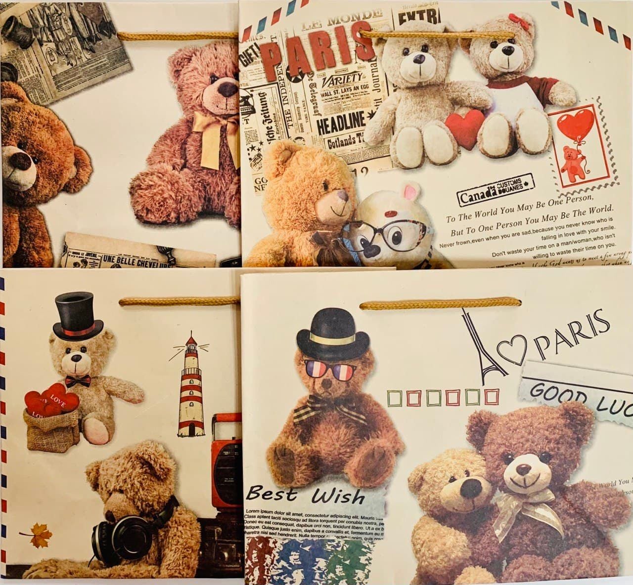 Пакет подарунковий 200*255 мм горизонтальний Ведмедики крафт ST-3008 SULTANI