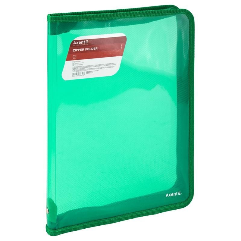 Папка на блискавці А4 прозора зелена 1801-26 Axent