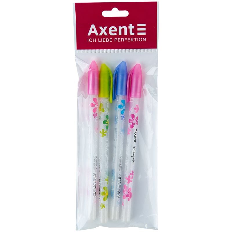 Ручка кулькова кулькова набір 4 шт Milagro полібег AB1011-02/04/PA Axent