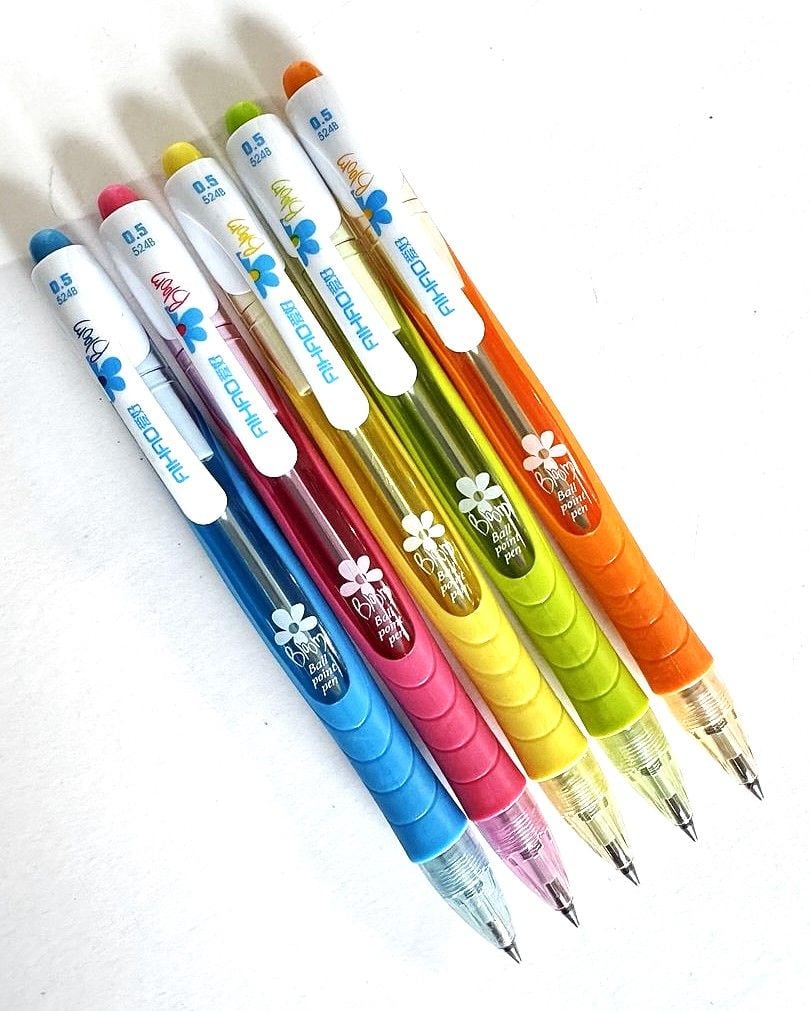 Ручка кулькова 0,5 мм автомат кольоровий корпус синя (40 шт/уп) AH-524B AIHAO