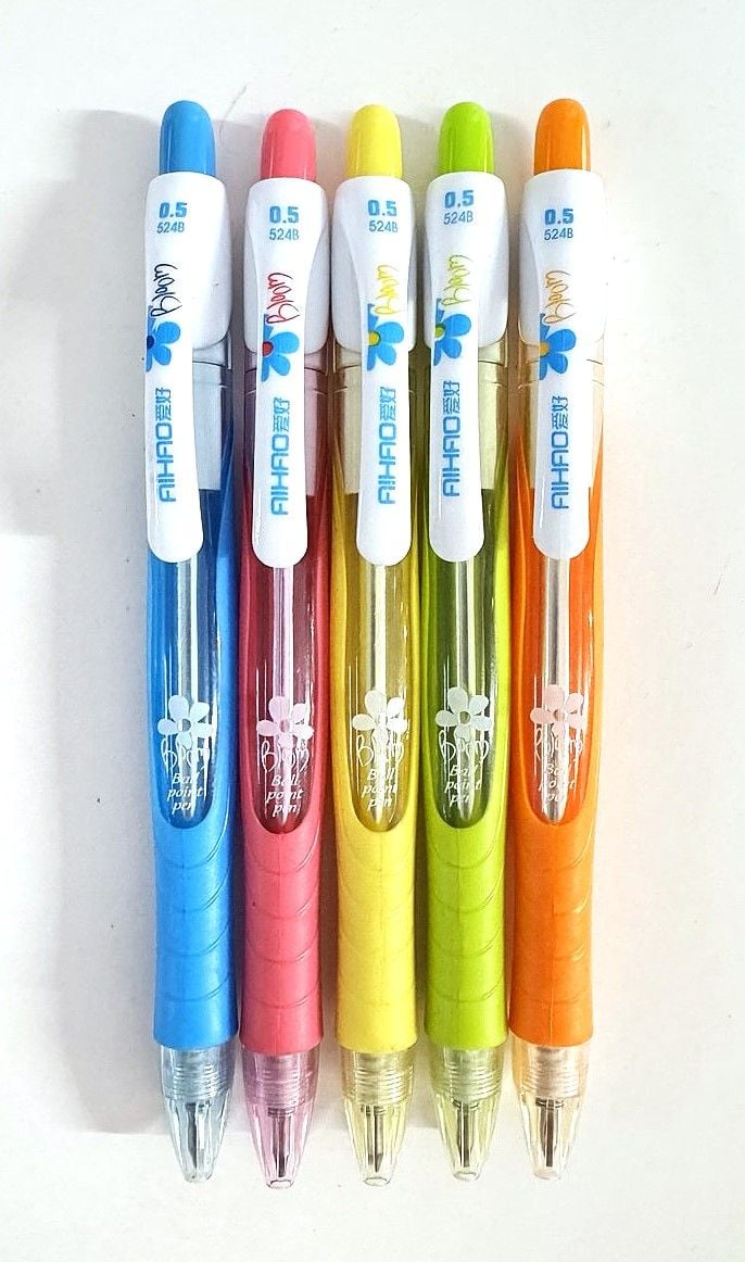 Ручка кулькова 0,5 мм автомат кольоровий корпус синя (40 шт/уп) AH-524B AIHAO