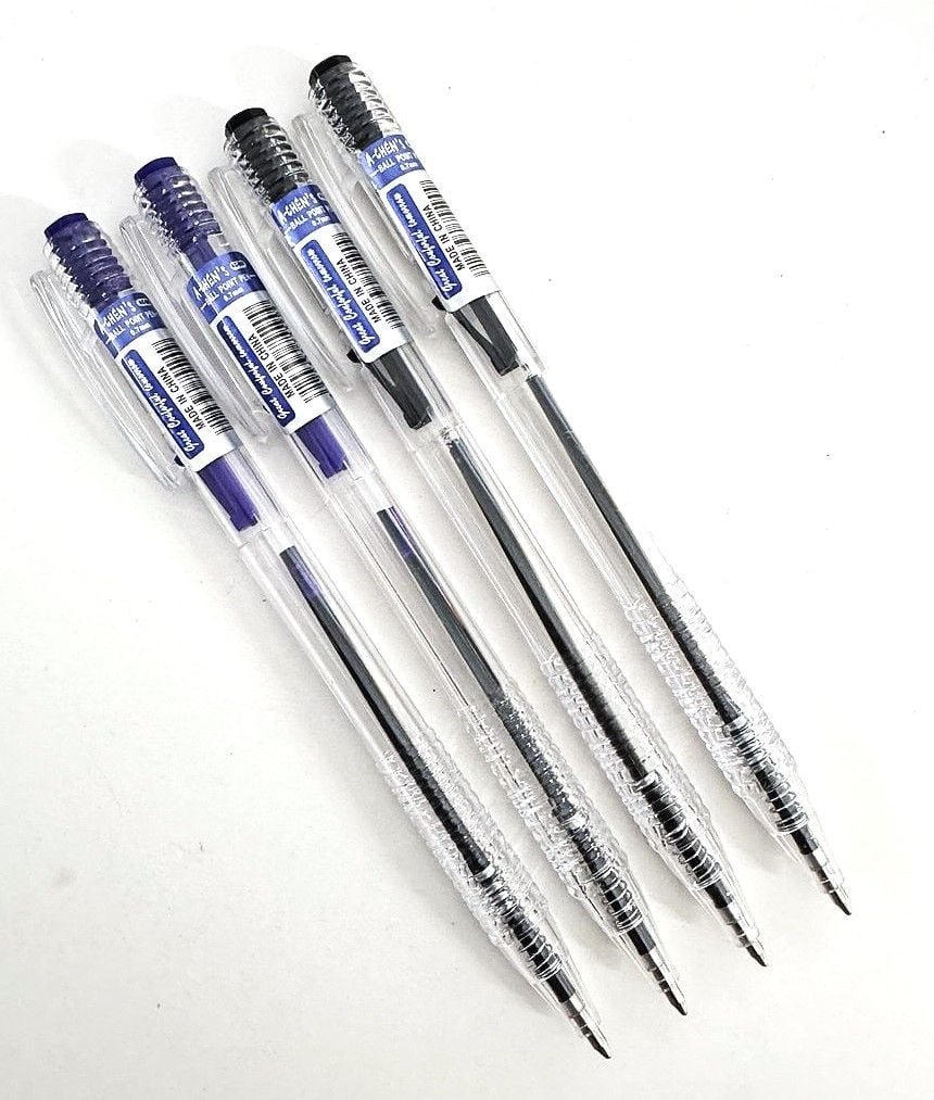 Ручка кулькова кулькова 0,7 мм автомат прозорий корпус чорна, фіолетова (50 шт/уп) AC-559 AIHAO