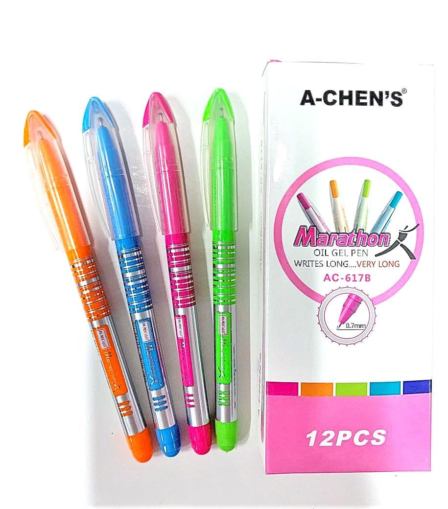 Ручка масляна 0,7 мм кольоровий корпус синя, чорна, червона (12 шт/уп) AC-617B Radar