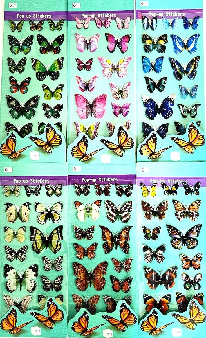 Наліпки Метелики  3D 10*26 см (12 шт/уп) 953375 (RS-0262) Імпорт