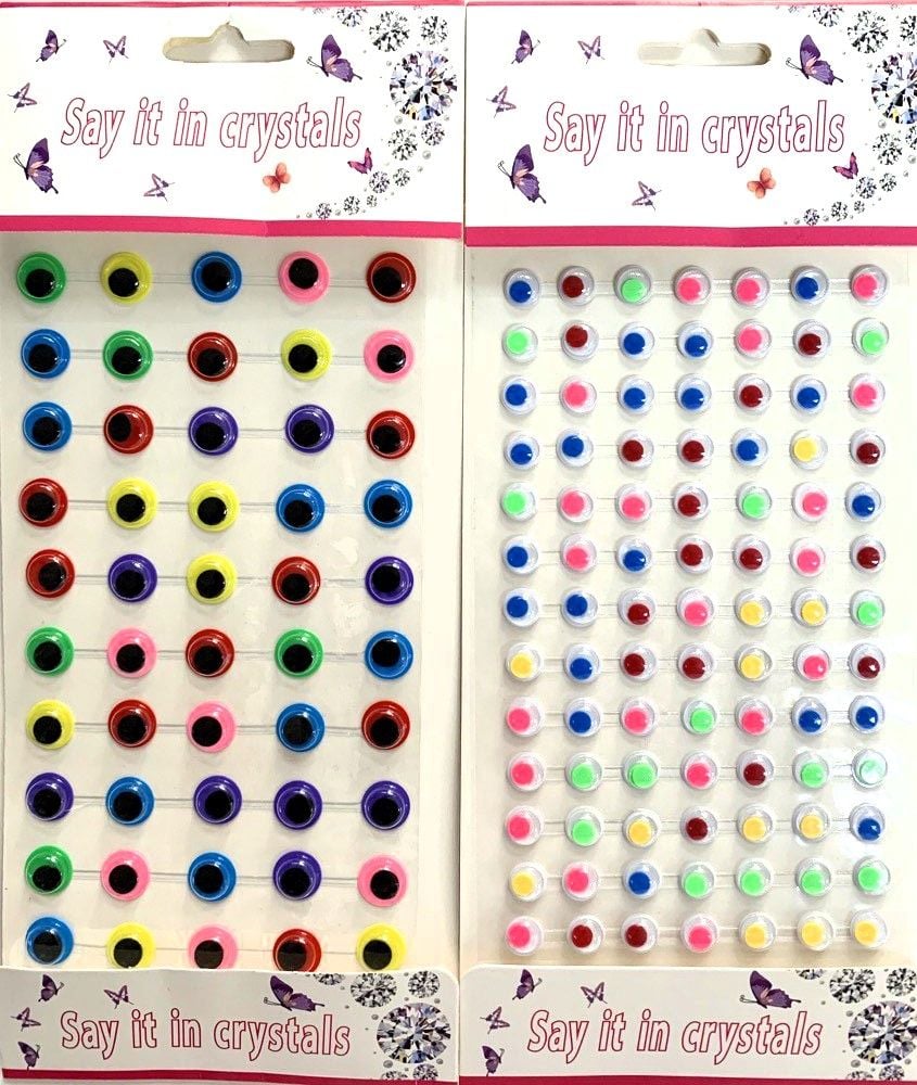 Наліпки Очі кольорові з віями мікс розмірів (12 шт/уп) RS-0191 Імпорт