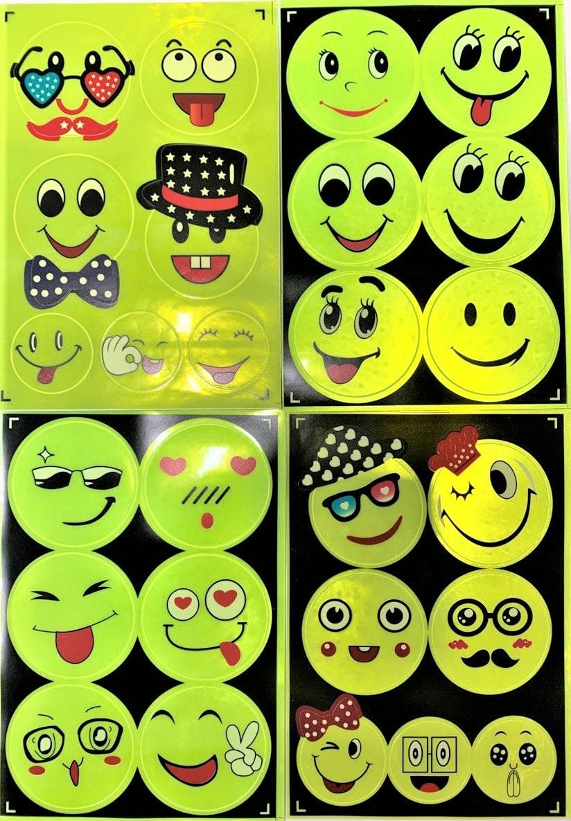Наліпки Смайл великі світловідбіваючі 6 шт/планшет(12 шт) Імпорт