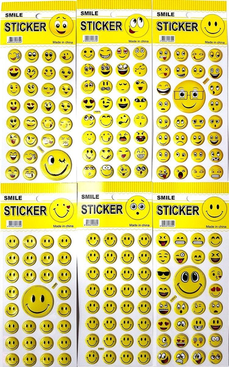 Наліпки Смайли об'ємні 24*10 см (12 шт/уп) Y-Z(38)