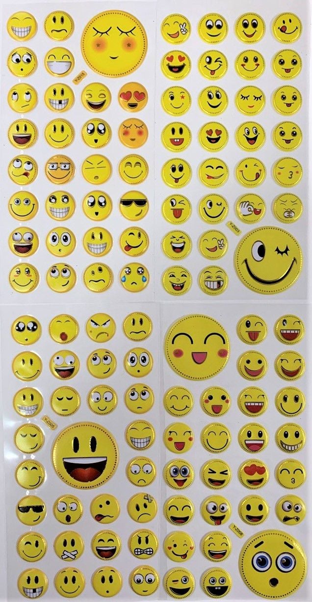 Наліпки Смайли об'ємні 24*10 см (12 шт/уп) Y-Z(38)