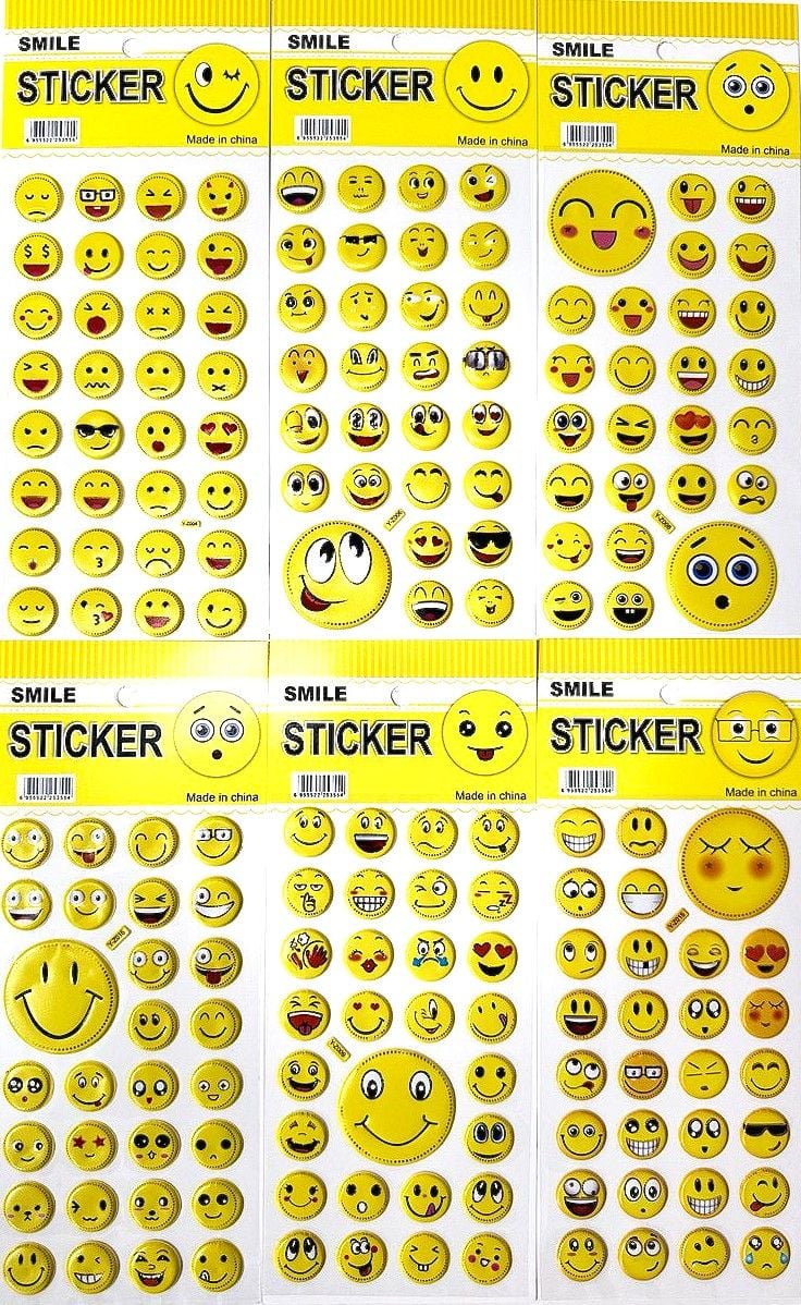Наліпки Смайли об'ємні 24*10 см (12 шт/уп) Y-Z(38)