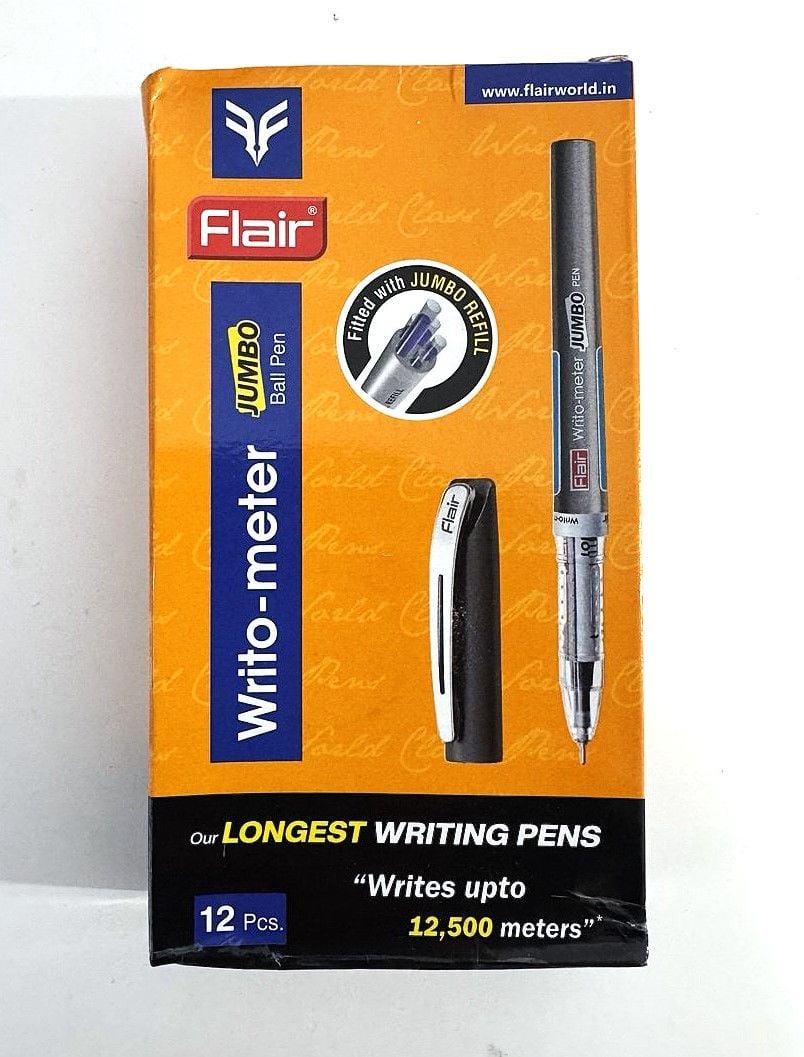 Ручка кулькова кулькова 12,5 км Writo-meter синя та чорна (12 шт/уп) 12500 Flair