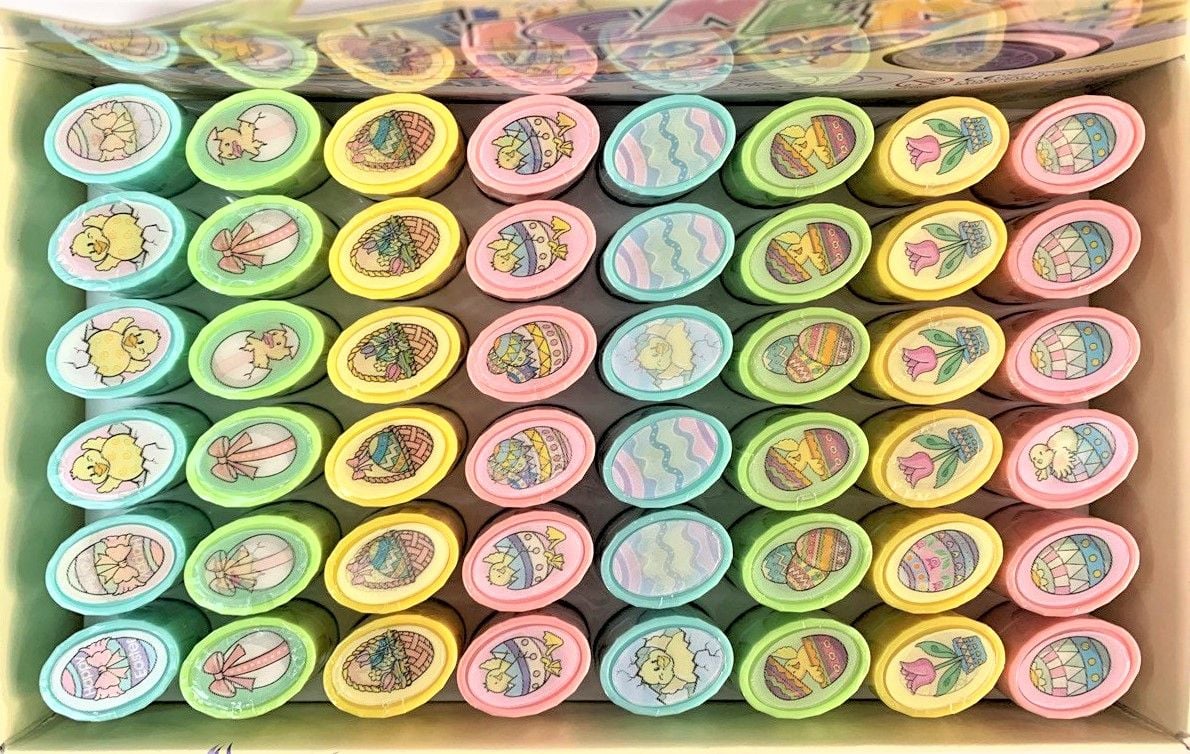 Іграшка штамп дитячій Великдень 8 видів, голографичні (48 шт/уп) SS06E11 Малеваро