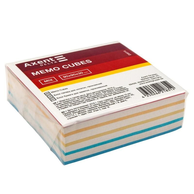 Папір блок для нотаток MIX 90х90х30мм, проклеєний D8014 Delta by Axent