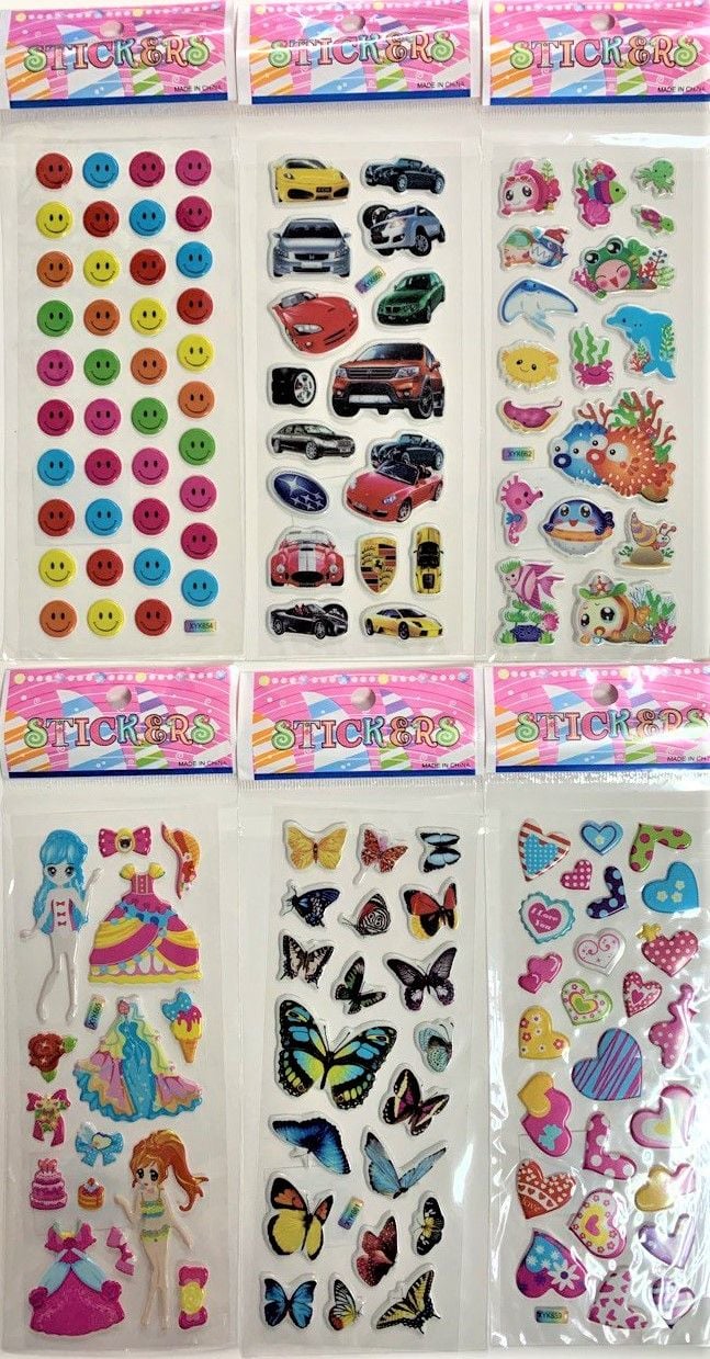 Наліпки маленькі 7.5*17.5 см 12 дизайнів (12 шт/уп) S-A Малеваро