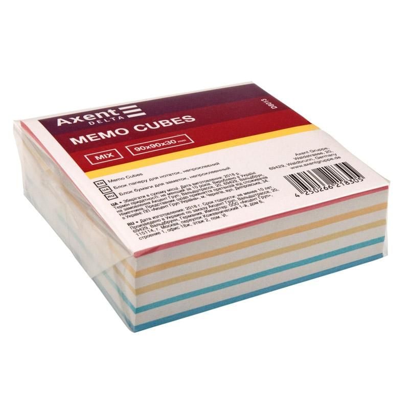 Папір блок для нотаток MIX 90х90х30мм, непроклеєний D 8013 Delta by Axent