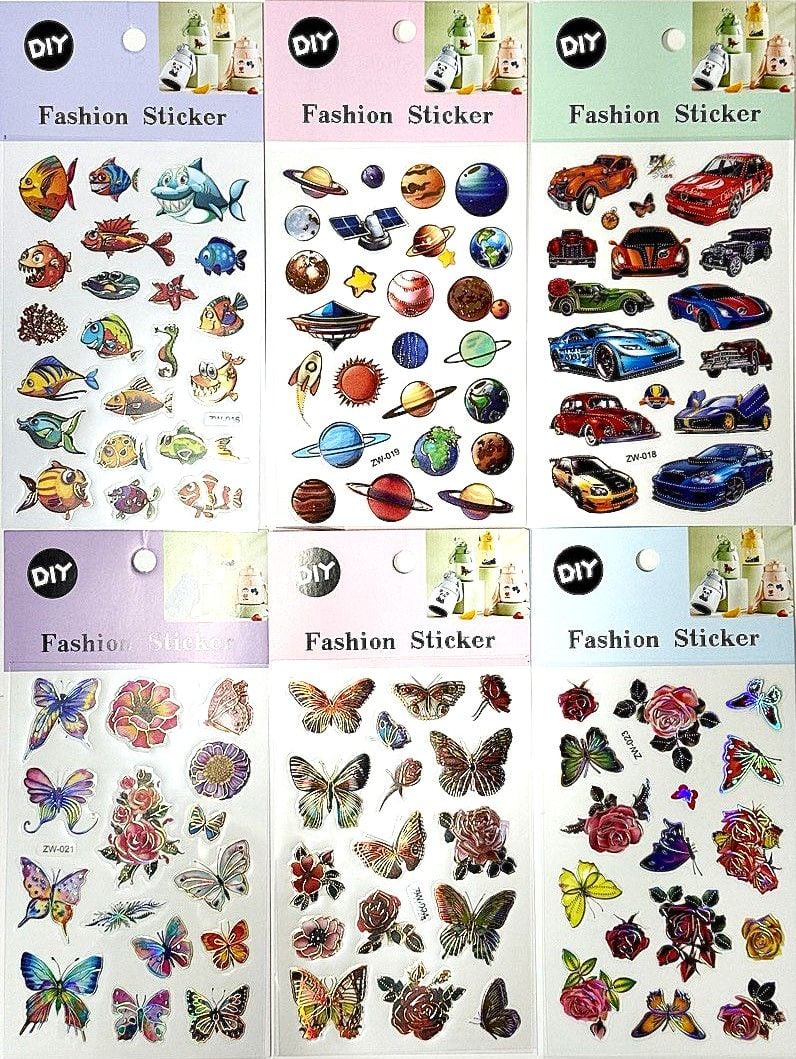 Наліпки пласкі на планшеті 10*20.5 см (20 шт/уп) ZW-BE (HS-1-47)