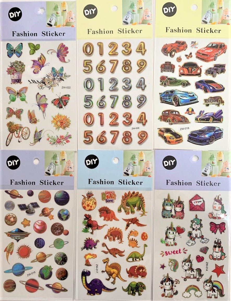 Наліпки пласкі на планшеті 10*20.5 см (20 шт/уп) ZW-BE (HS-1-47)