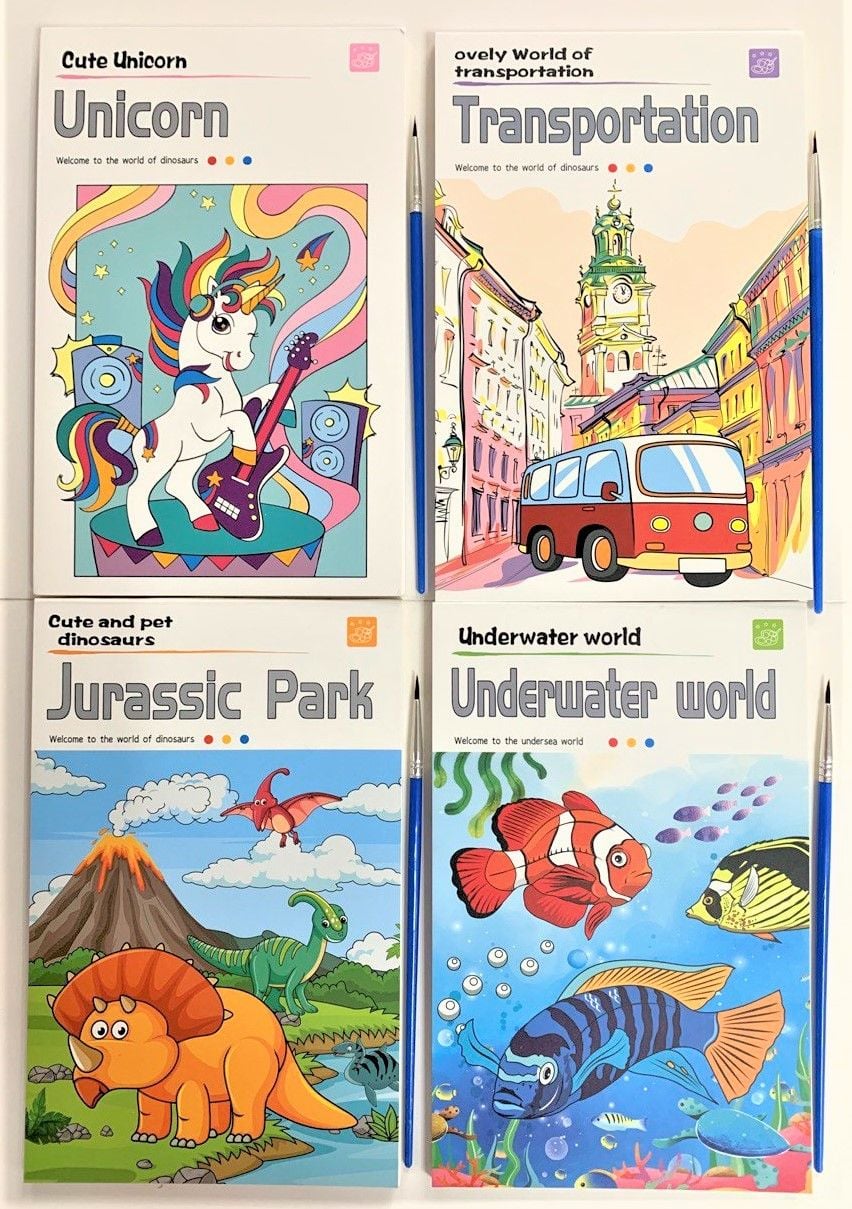 Розмальовка на картоні з пензликом (12 шт/уп)(41) WX-HB