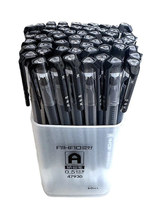 Ручка гелева 0,5 мм трикутна цільноналивна чорна (60 шт/уп) AH-47930 AIHAO