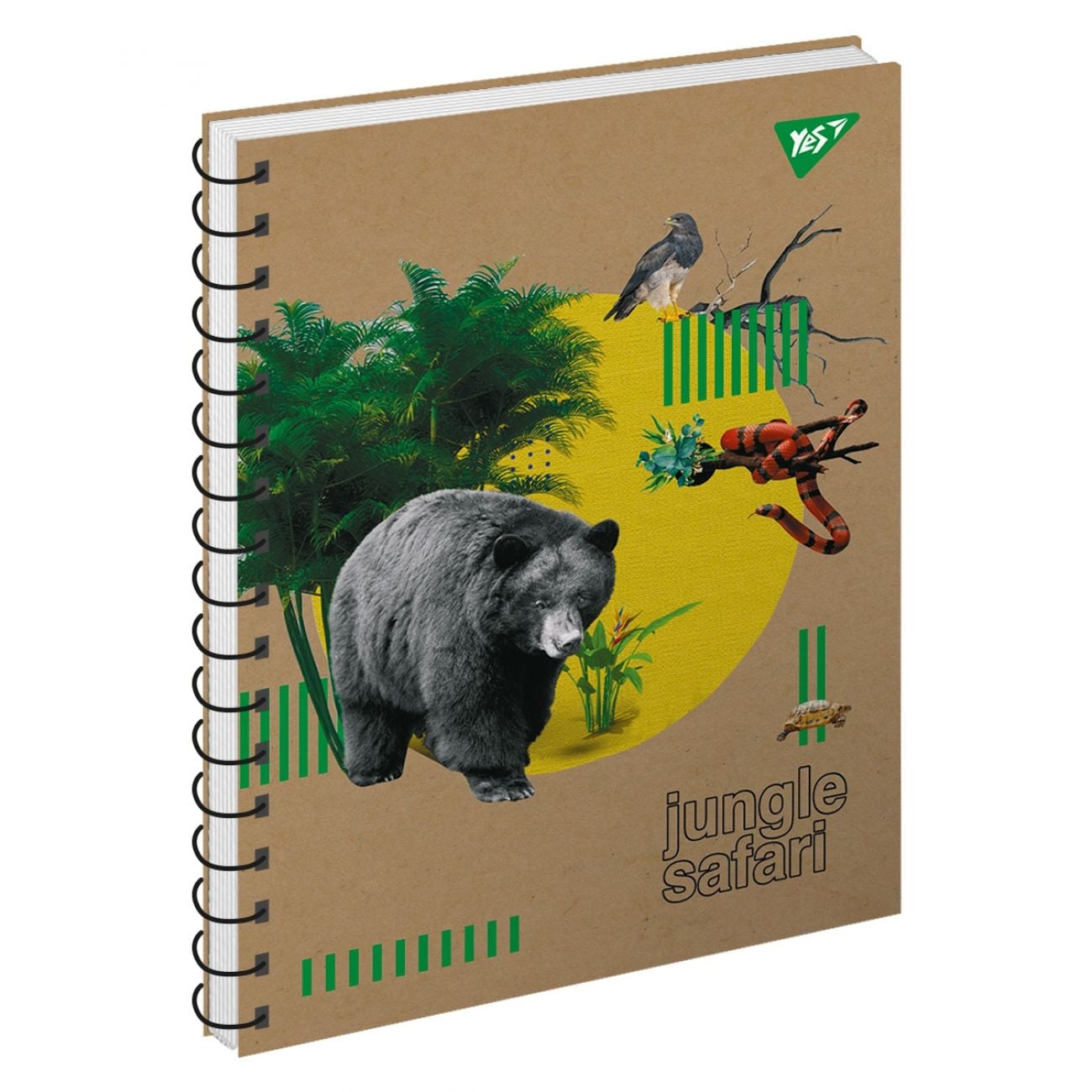 Блокнот А5 96 арк клітинка пружина Jungle safari крафт (3шт) 681927 YES!